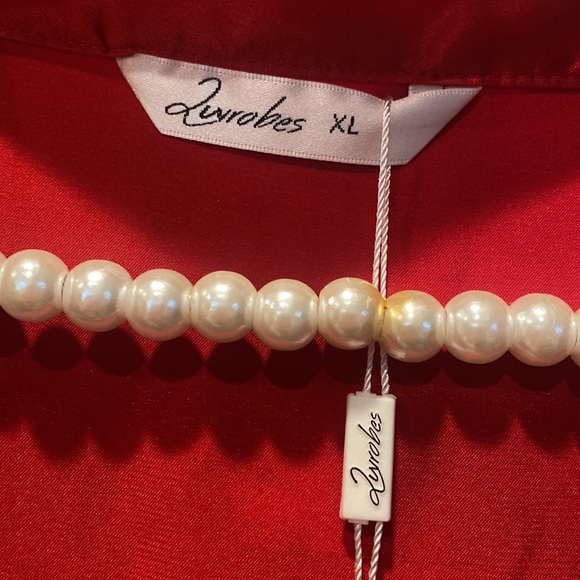 NWT Luvrobes Red Satiny Mid-Thigh Kimono Robe - Picture 5 of 8